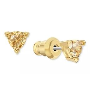 SWAROVSKI Triangle Stud Pierced Earrings Gold NWT ✨️